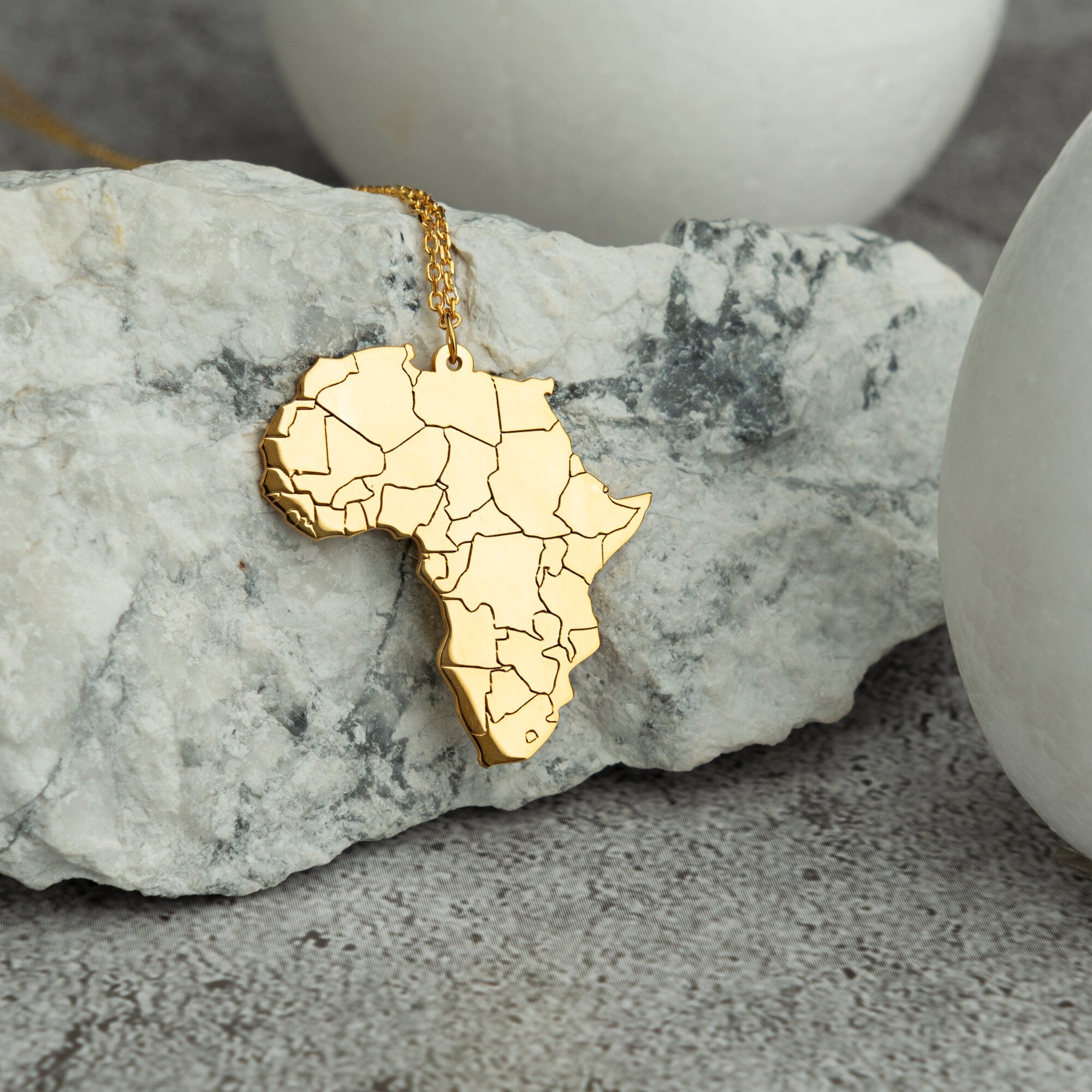 African Map Necklace Men Women, Stainless Steel 18K Gold Plated Neckla —  1stCulture
