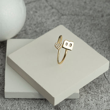 Initial Adjustable Ring Silver