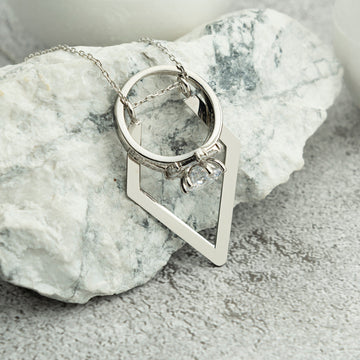 Geometric Sterling Silver Ring Holder Necklace