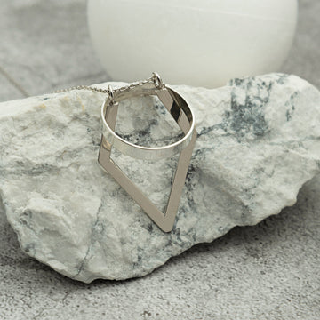 Geometric Ring Holder Necklace Sterling Silver