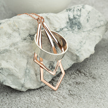 Double Ring Holder Necklace Silver