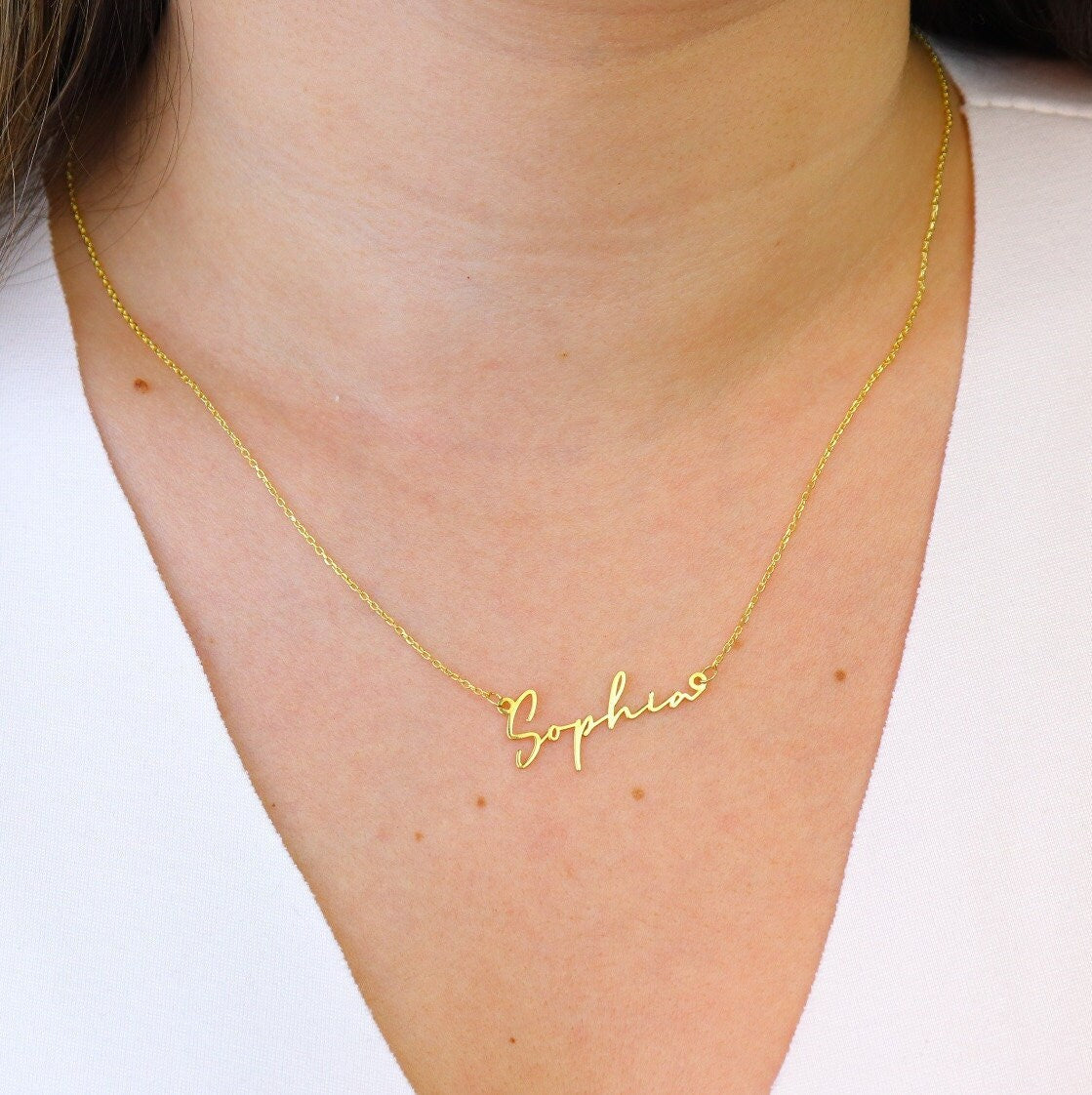 Horizontal 2 Side Name Necklace