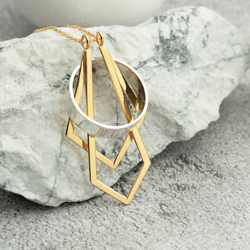 Double Geometric Ring Holder Necklace