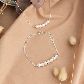 Minimalist Pearl muince Bráisléid Jewelry Set