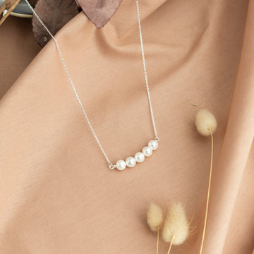 Minimalist Pearl Necklace Bracelet Jewelry Set