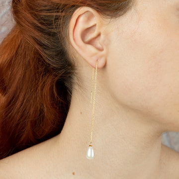 Boucles d'oreilles perle en or massif 14 carats