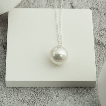 Single Pearl Necklace Silver Chain