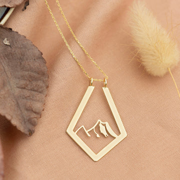 Geometric Mountain Ring Holder Necklace