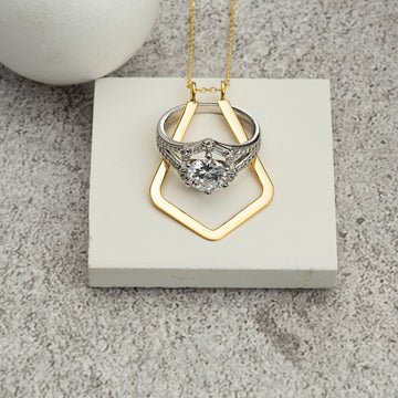 Collier porte-bagues en or massif 14 carats minimaliste