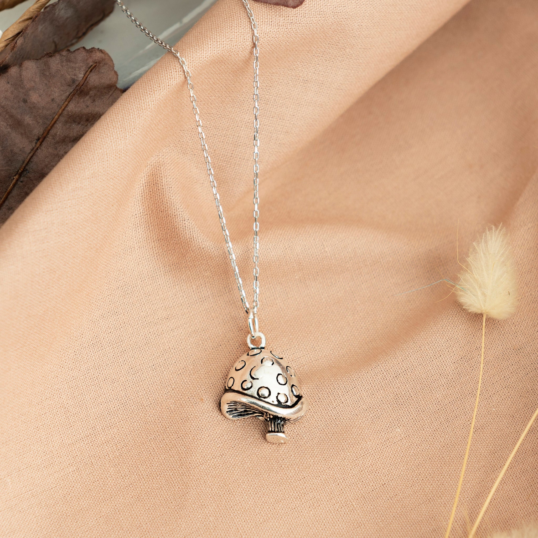 Silver Mushroom Necklace