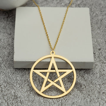 14k Solid Gold Pentagram Halskette