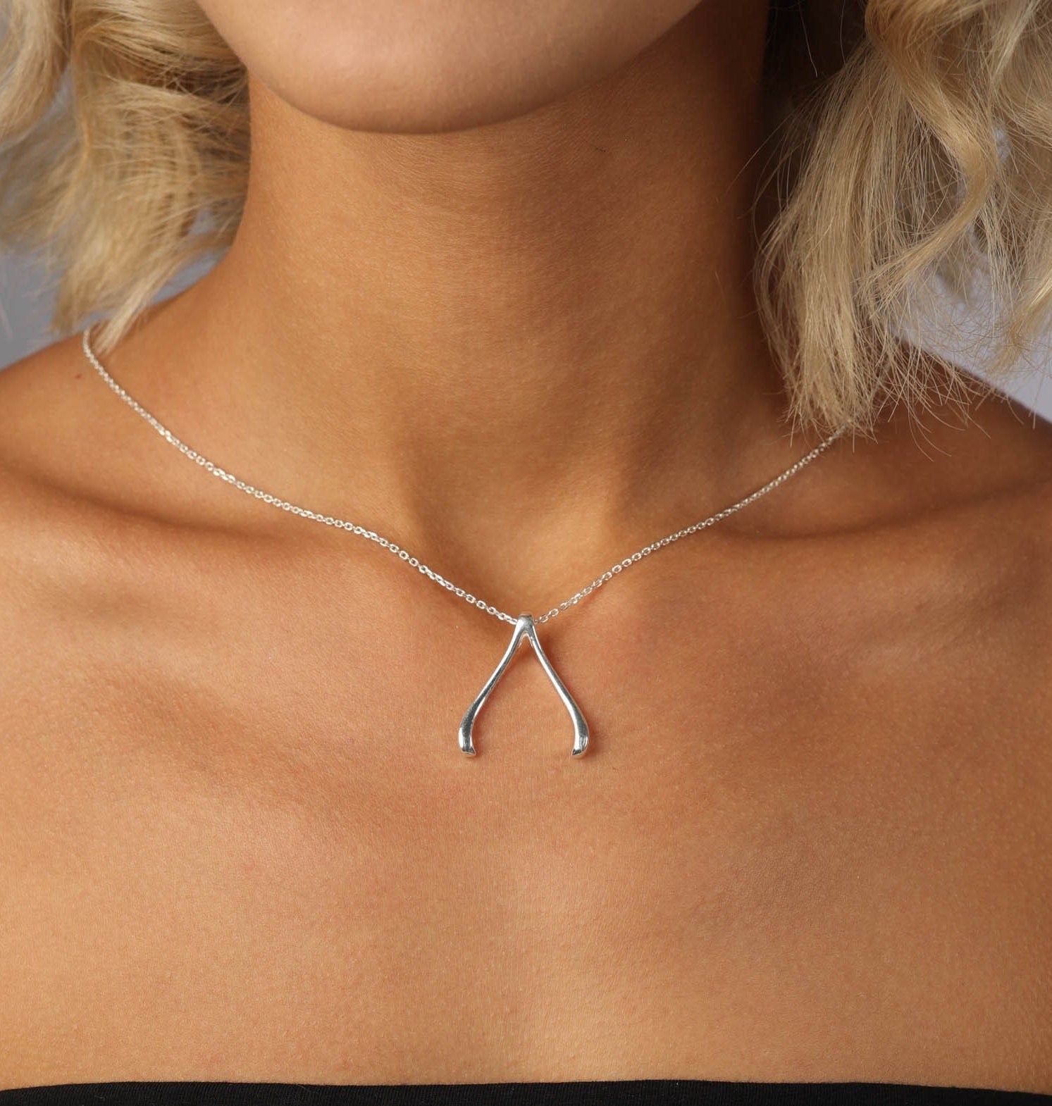 Wishbone Necklace Gold Ring Holder
