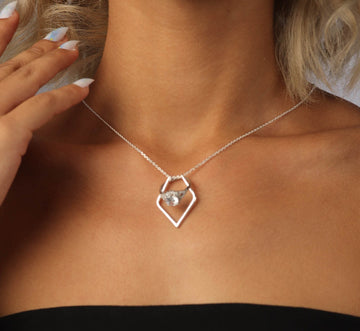 Geometric 14k White Gold Ring Holder Necklace