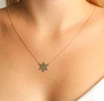 14k Gold Star of David Necklace