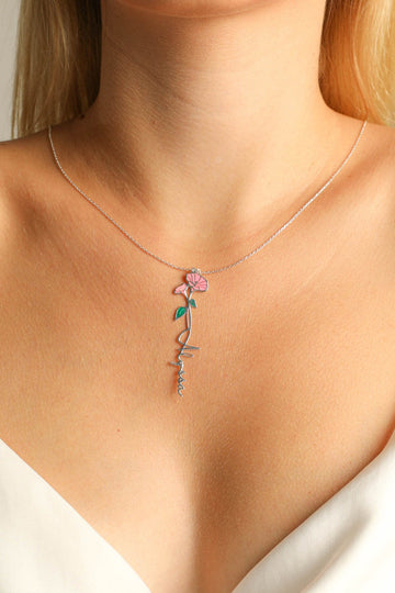 14k Personalized Flower Name Necklace