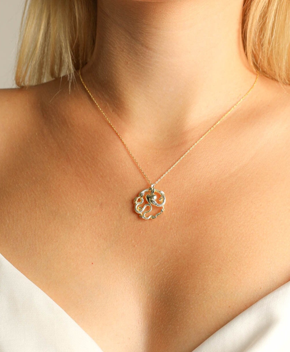 Gold Filled Snake Heart Necklace