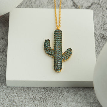 Kaktus-Halskette für Frauen aus Sterlingsilber
