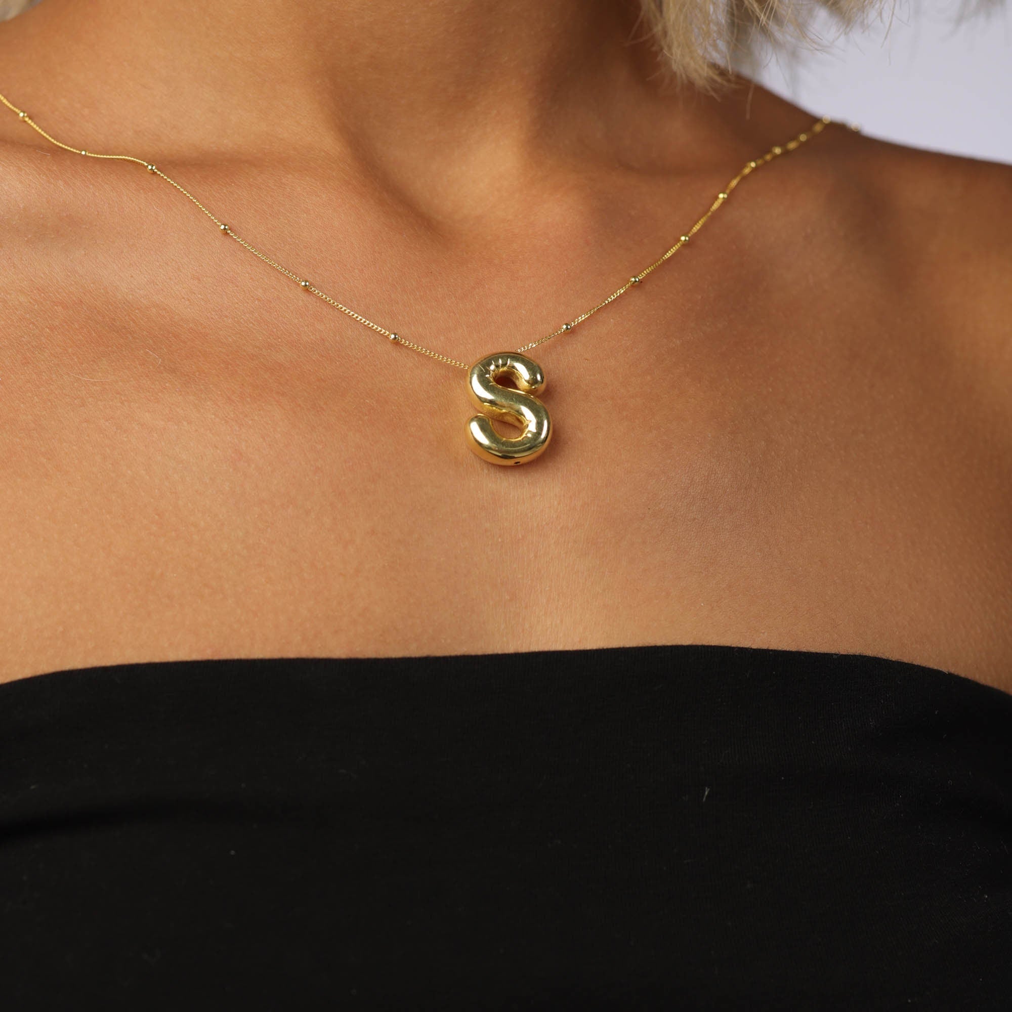 Gold Filled Balloon Letter Necklace