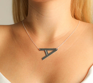 Women's Large Letter Initial V Necklace