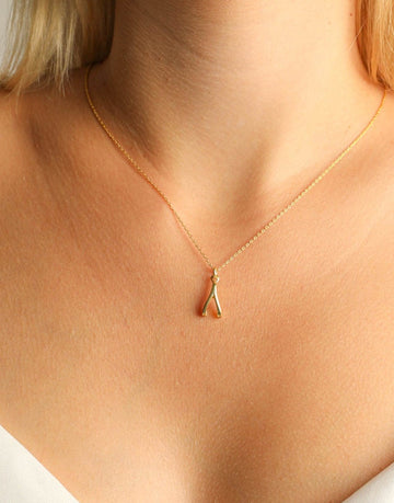 Tiny Wishbone Necklace Gold Filled