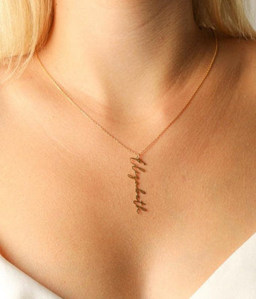 14k Gold Old English or Cursive Name Necklace