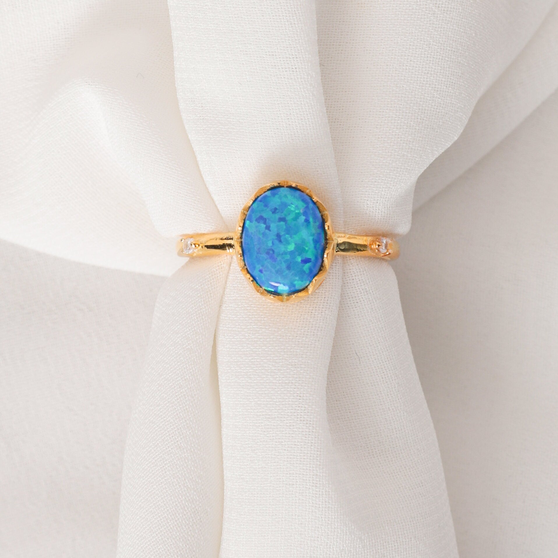 Blue Fire Opal Ring, Engagement Ring, Blue Opal Promise Rings, Sterling Silver Adjustable Blue Opal Ring, Gift For Women, Mother Day Gift