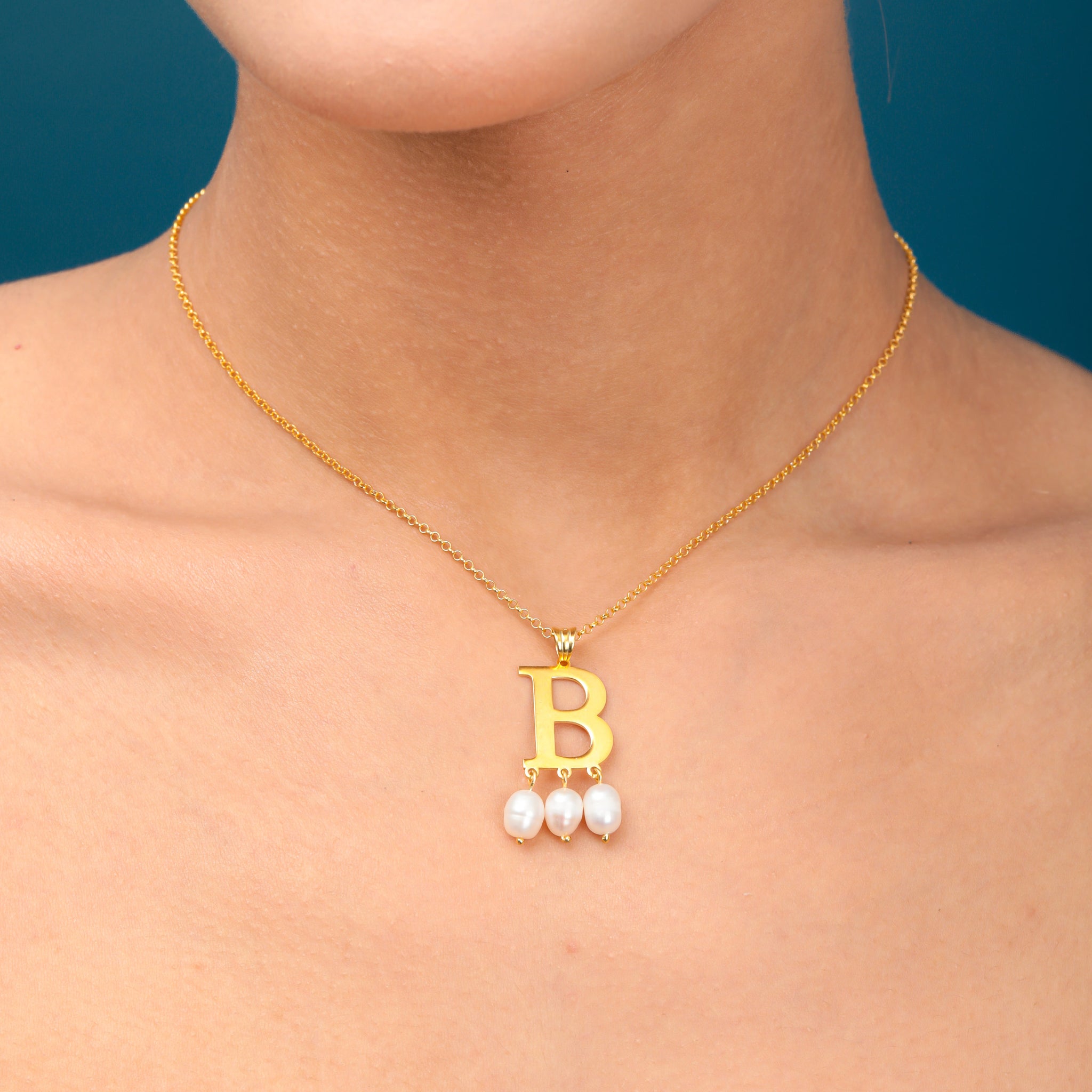 Anne Boleyn Necklace Sterling Silver, Gold Filled Initial Necklace Personalized, Pearls Beaded Letter Necklace, Promoted Gift, Daughter Gift