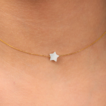 Tiny Mother Of Pearl Star Choker, Natural Mother Of Pearl Star Necklace, Dainty Choker Necklace, Gift For Women, Daughter Gift