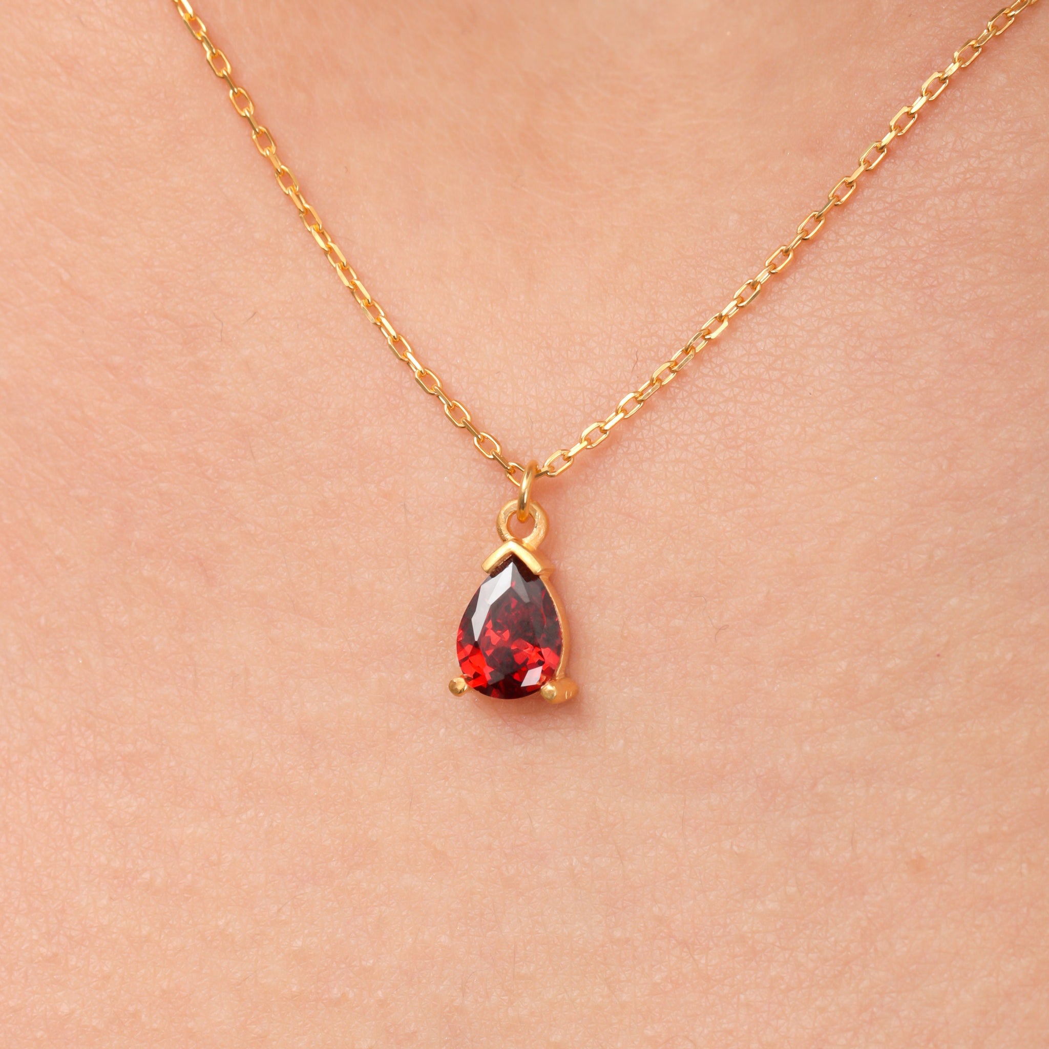 Red Garnet Necklace, Garnet Crystal Pendant, January Birthstone Necklace, Red Garnet Jewelry, Red Garnet Choker, Gift For Men Women