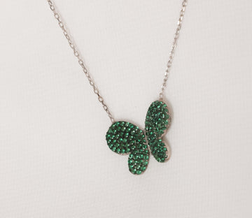 Green Butterfly Necklace Dainty, Necklace Butterfly Green Zircon Stone, Little Girls Gift, Butterfly Lover Gift, Daughter Gift,