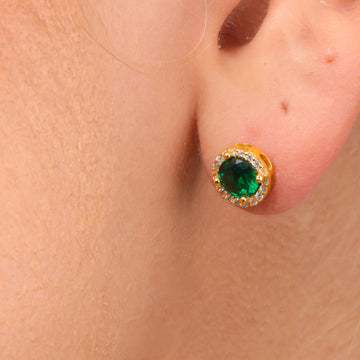 Tiny Emerald Stud Earrings, Dainty Emerald Stud Earrings, Round Emerald Earrings, Gemstone Earrings, Small Emerald Earrings