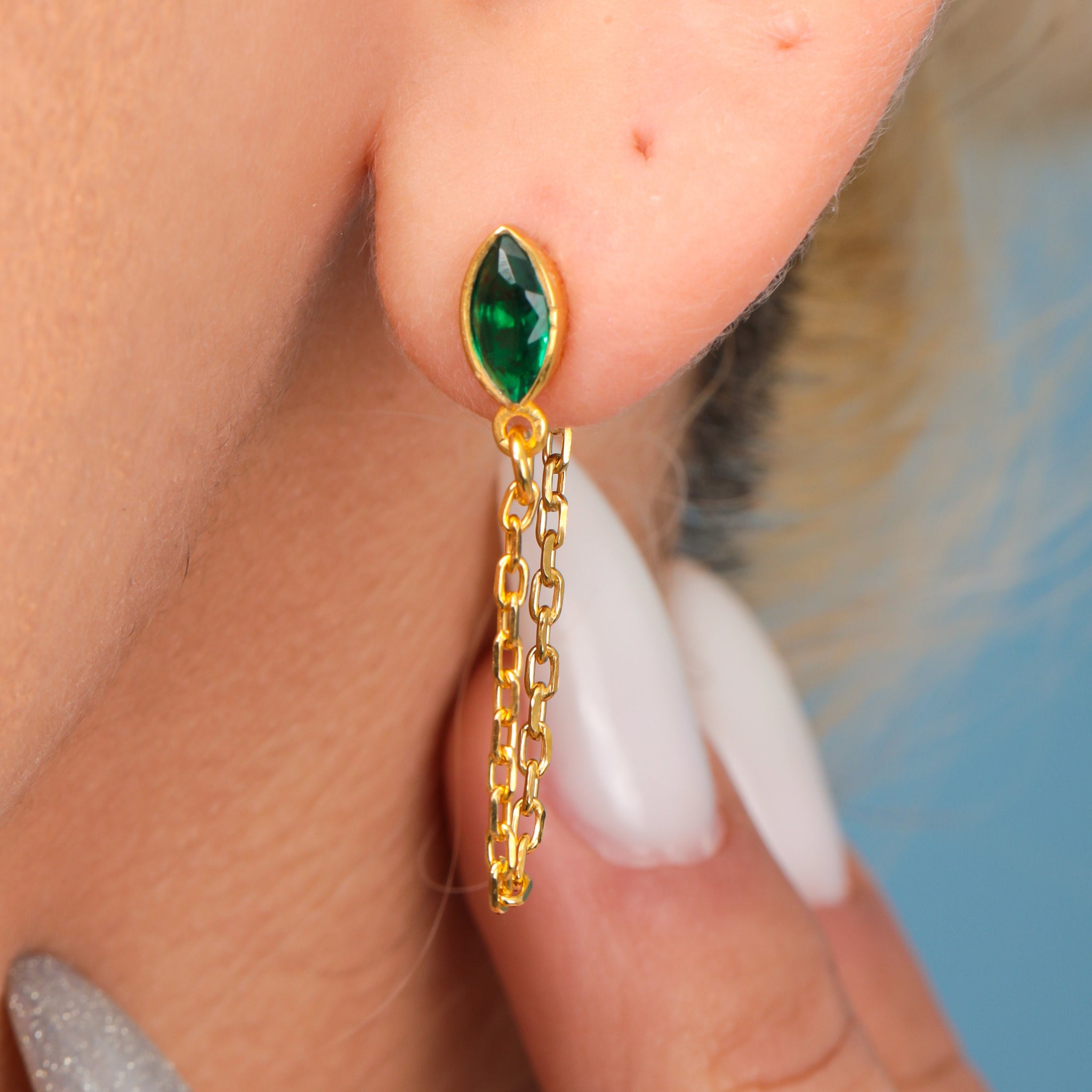 Emerald Stud Earrings, Dainty Drop Emerald Earrings, Art Deco Emerald Earrings, Emerald Gemstone Jewelry, Bridesmaid Gift, Emerald Jewelry