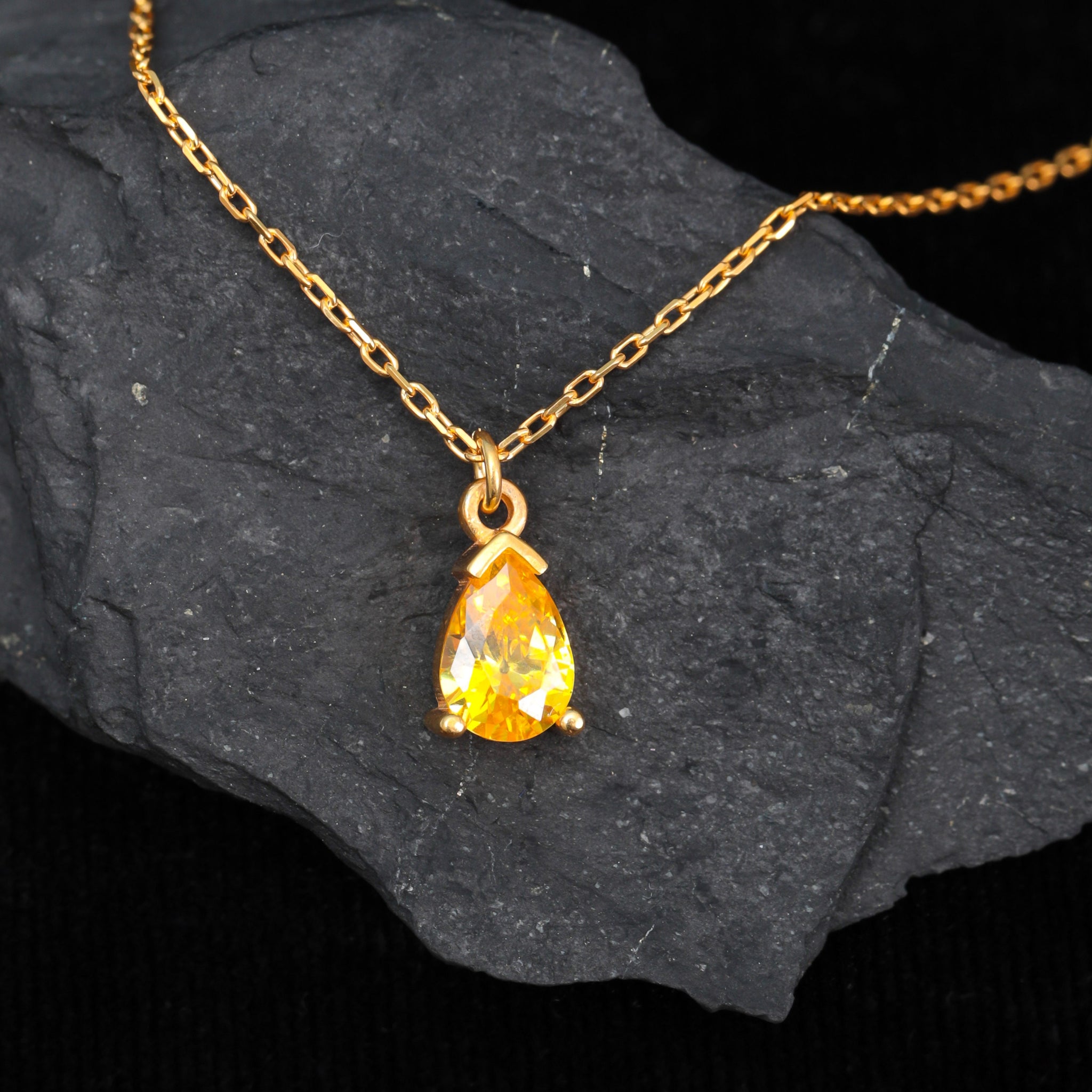 Citrine Crystal Necklace Beaded, Teardrop Citrine Choker Crystal Minimalist, Gold Filled Citrine Simple Necklace, Gift For Her