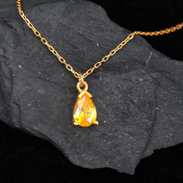 Citrine Crystal Necklace Beaded, Teardrop Citrine Choker Crystal Minimalist, Gold Filled Citrine Simple Necklace, Gift For Her