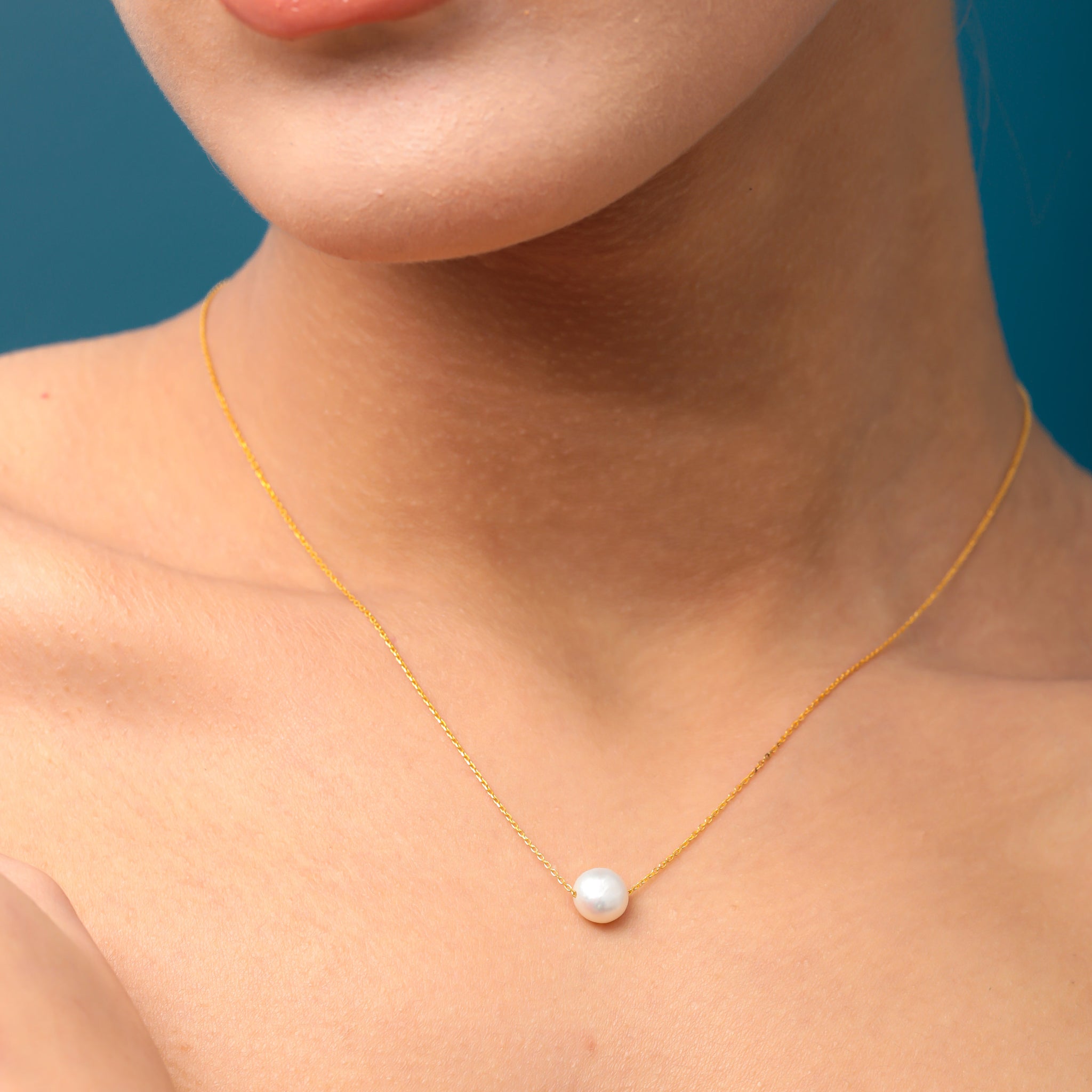 Single Pearl Choker 14K White Gold, Rose Gold Single Freshwater Pearl Necklace, Bridesmaid Necklace, Wedding Gift, Silver Pearl Choker