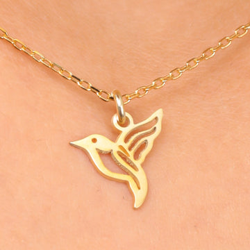 Tiny Hummingbird Necklace, Dainty Hummingbird Choker Necklace, Freedom Necklace, Hummingbird Lovers Gift, Silver Hummingbird Necklace