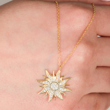 Gold Filled Sun Necklace For Women Sun Choker Mother Day Gift High Quality Sun Necklace Sterling Silver Sun Pendant Gift For Mommy
