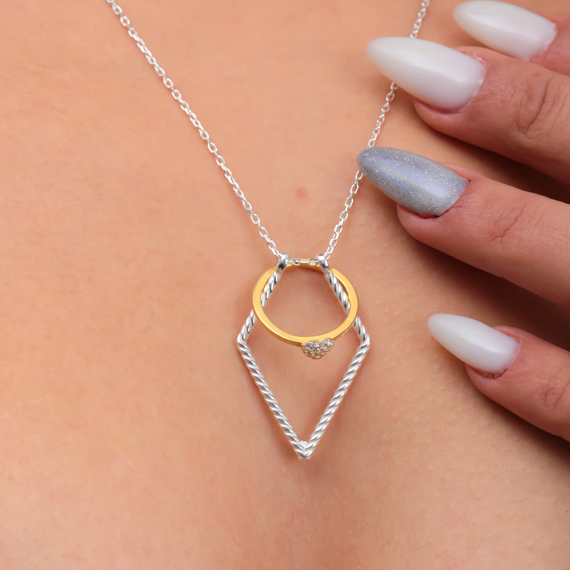 Ring Holder Necklace Geometric Thick Chain Option Ring Keeper Pendant Men Women Ring Holder Necklace Gift for Doctors Nurse Jewelry Sterling Silver /