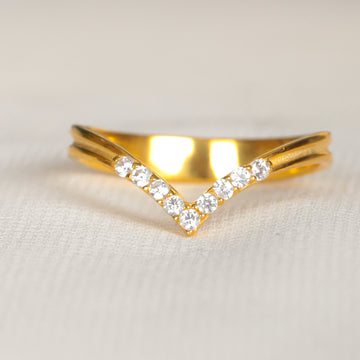 Dainty Gold Wishbone Ring Diamond Dainty Engagement Ring Promise Ring For Women Diamond V Shape Ring Bridesmaid Gift Gift For Her