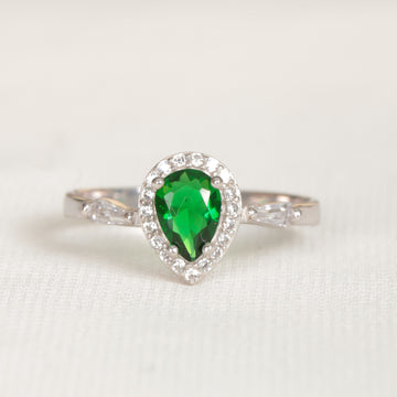 Emerald Ring Engagement Dainty Green Emerald Ring May Birthstone For Women Emerald Ring Gift For Anniversary Promise Ring