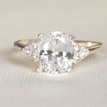 Moissanite Engagement Ring Oval Diamond Promise Ring Solitarie For Women Ring Silver Moissanite Dainty Ring Gift For Her
