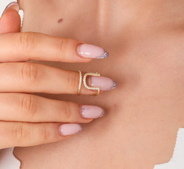 Fingertip Ring Dainty Nail Art Diamond Ring Sterling Silver Nail Ring Gift For Women Gold Filled Nail Ring Adjustable Horseshoe Nail ring