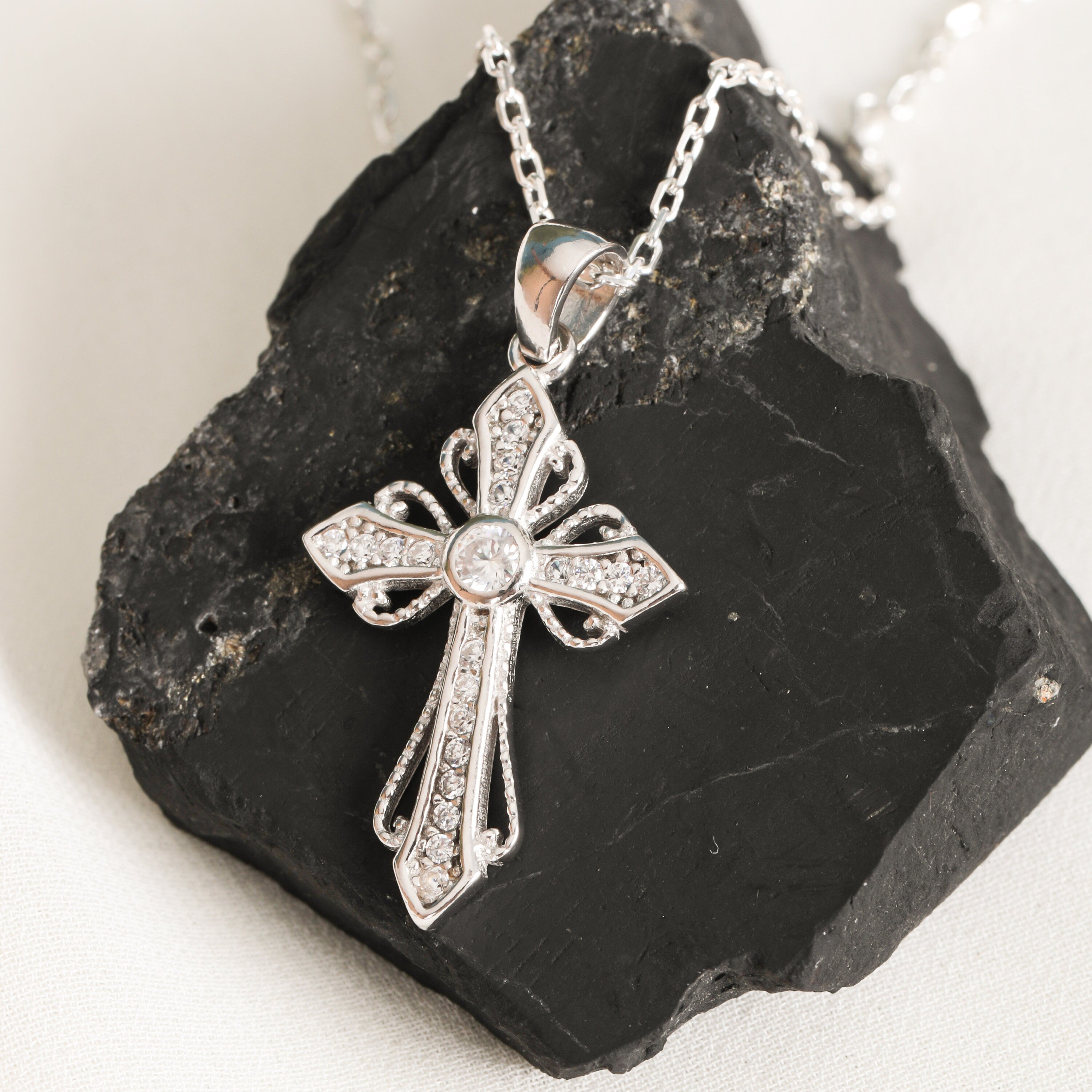 From the Heart, Two-Tone Layered Cross Necklace, 18 inches | Mardel |  4051918