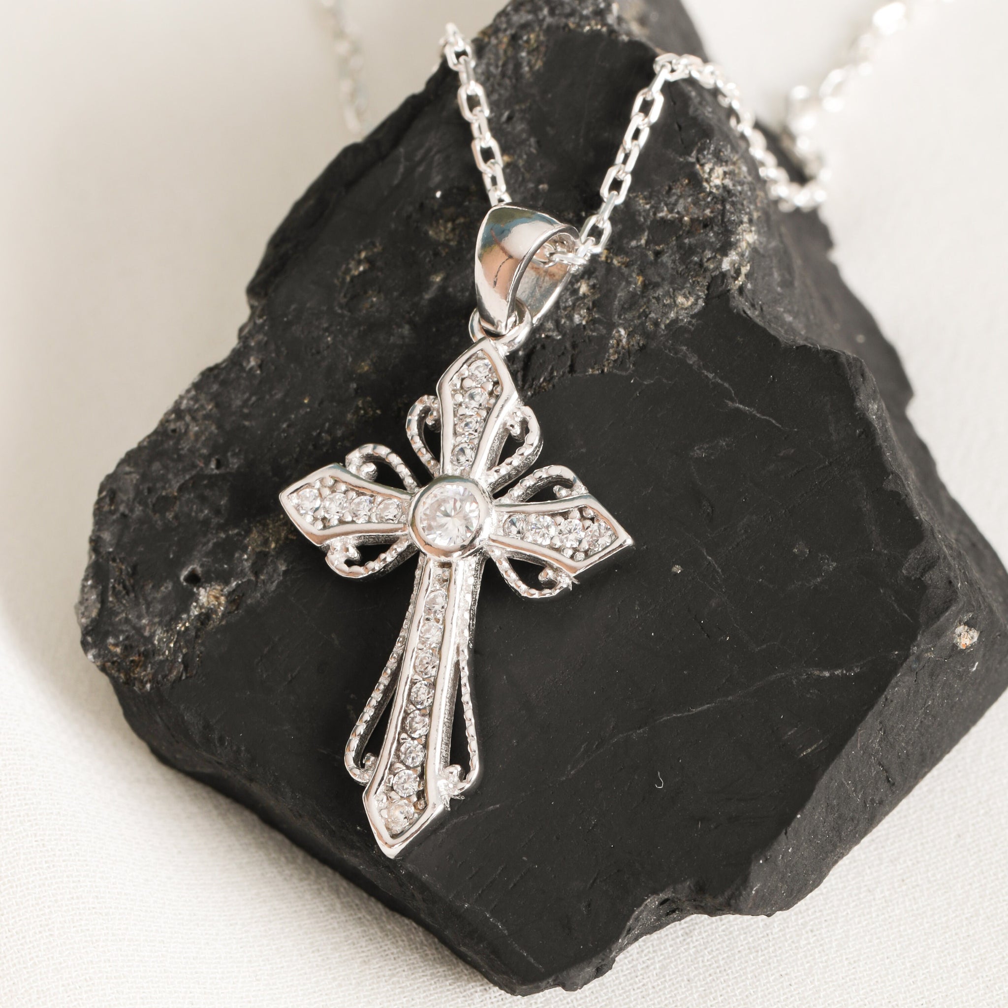 Women Art Deco Cross Necklace For Women Christian Cross Necklace Dainty Sterling Silver Crome Hearts Necklace Cross Pendant Choker