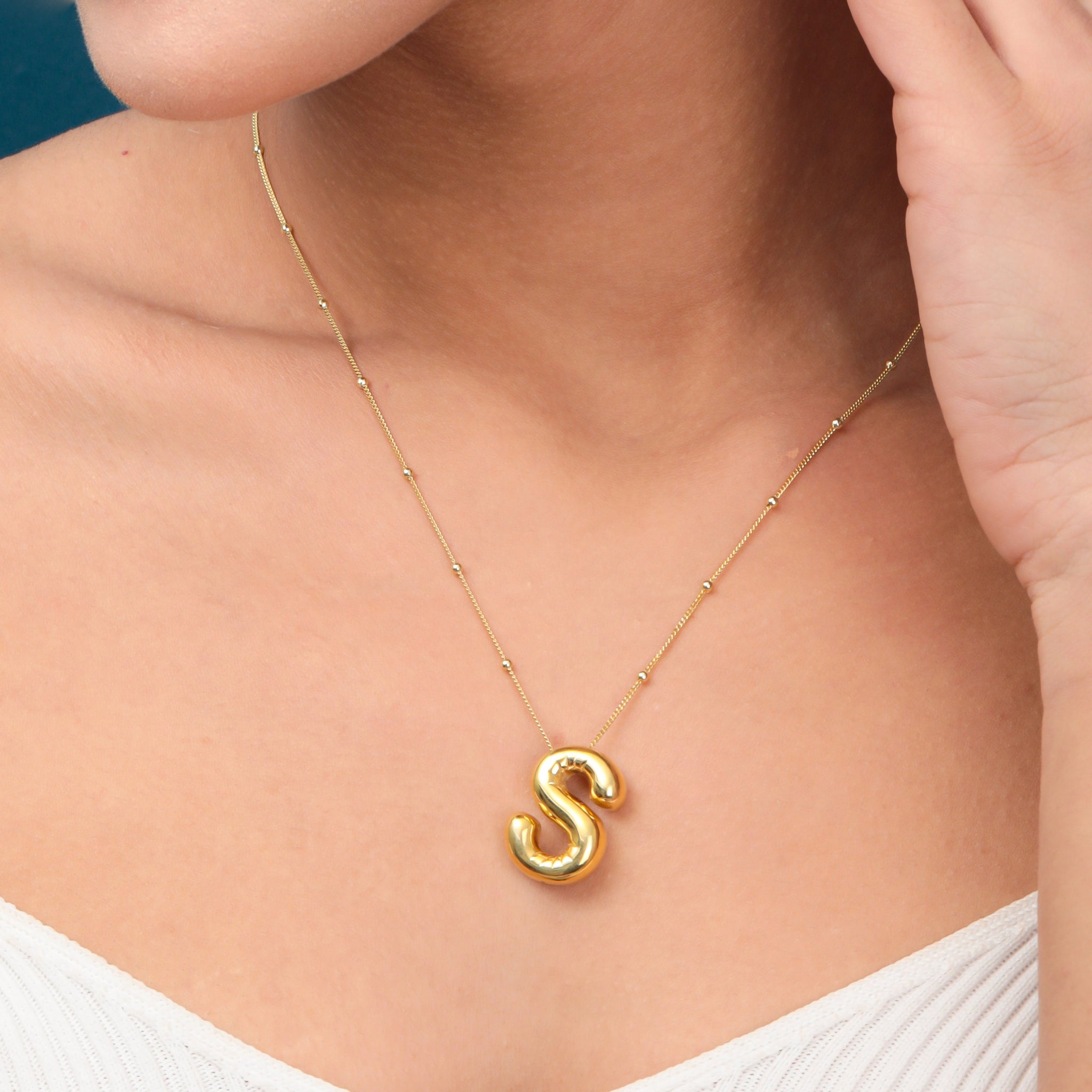Balloon Letter Necklace Gold Filled Gourmet Chain Option Balloon Initial Necklace Puff Necklace Bubble Letter Necklace Bridesmaid Gift