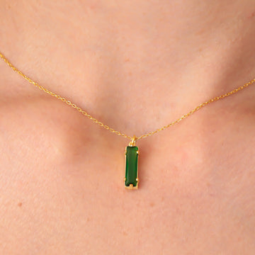 Emerald Chocker Bar Necklace Gold Filled Green Emerald Gemstone Jewelry May Birthstone Jewelry Green Emerald Bar Pendant Emerald Jewelry