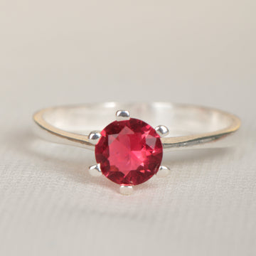Solitaire Ruby Ring July Birtstone Ring Engagement Ring Statement Ring Gift For Her Sterling Silver Red Ruby Statement Ring
