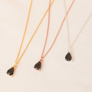 Black Obsidian Necklace Long Teardrop Obsidian Choker Necklace Men Women Obsidian Necklace Long Gemstone Necklace Gift For Her