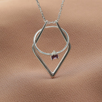 Geometric Ring Holder Necklace Thick Chain Option Men Women Ring Keeper Pendant Engagement Ring Holder Necklace Bridesmaid Gift Mommy Gift