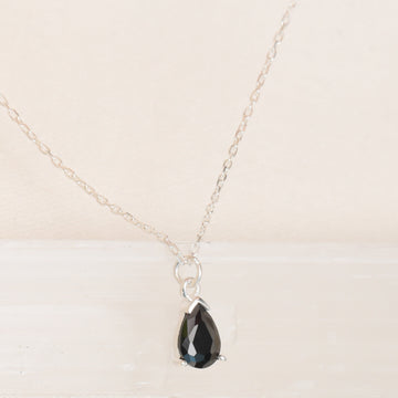 Black Obsidian Dainty Necklace Pendant Teardrop Obsidian Necklace Obsidian Beaded Necklace Gift For Men Women Long Black Obsidian Necklace